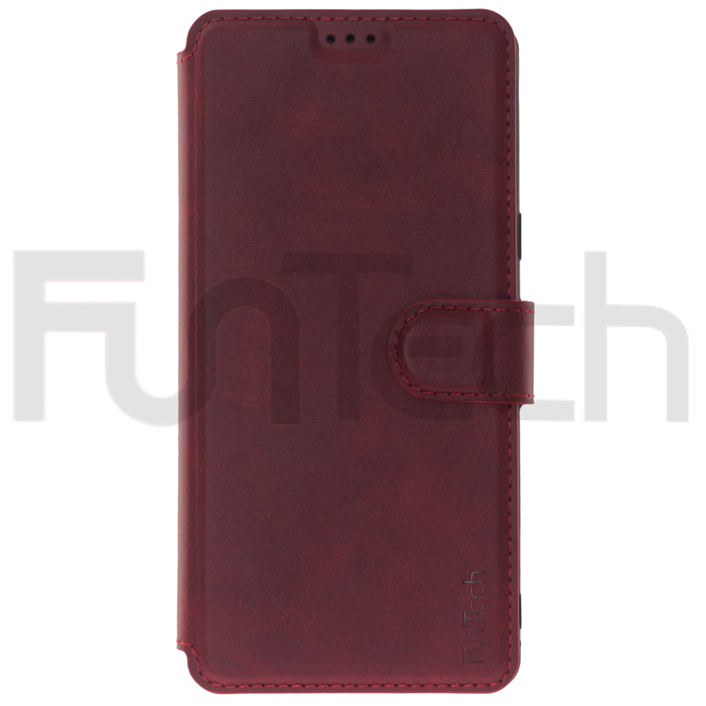 Samsung S10 5G, Leather Wallet Case, Color Red,