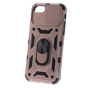 iPhone 6/7/8/SE 2020 Case, Magnetic Ring Armor Case with Lens Cover, Color Rose Gold