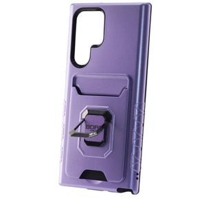 Samsung S22 Ultra, Magnetic Ring Armor Case with Card Holder, Color Purple