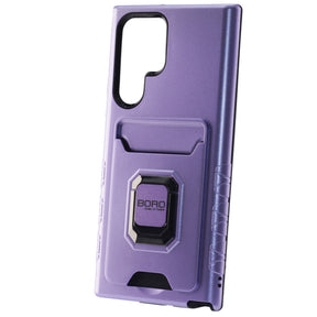 Samsung S22 Ultra, Magnetic Ring Armor Case with Card Holder, Color Purple