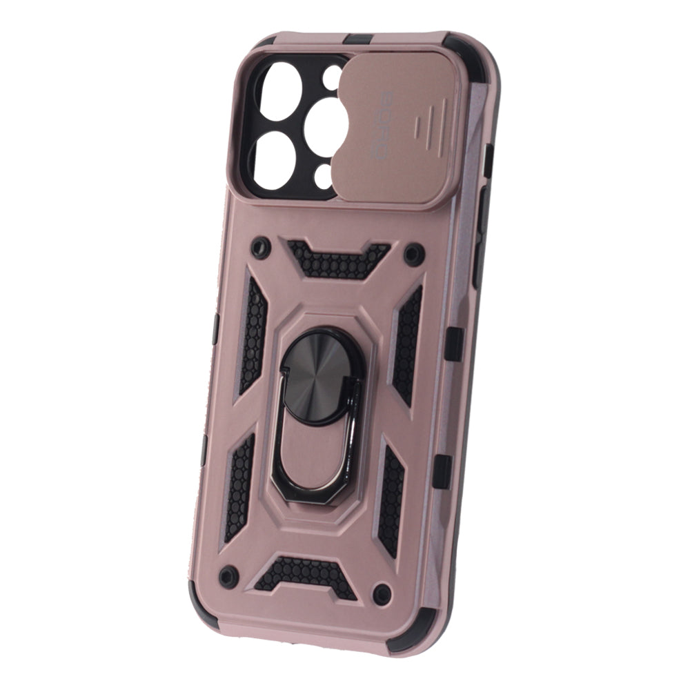 Apple iPhone 14 Pro Max, Ring Armor Case with Lens Cover, Color Rose Gold