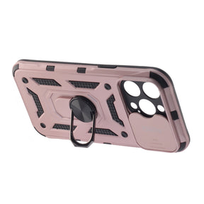 Apple iPhone 14 Pro Max, Ring Armor Case with Lens Cover, Color Rose Gold