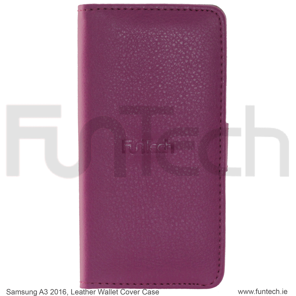 Samsung A3 2016, Leather Wallet Case, Color Pink.