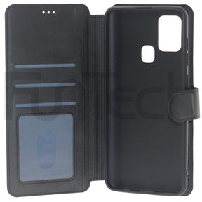 Samsung A21s, Leather Wallet Case, Color Black,