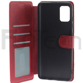 Samsung A51, Leather Wallet Case, Color Red,