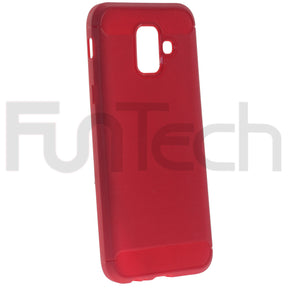 Samsung A6 2018, Matte Gel Case, Color Red.