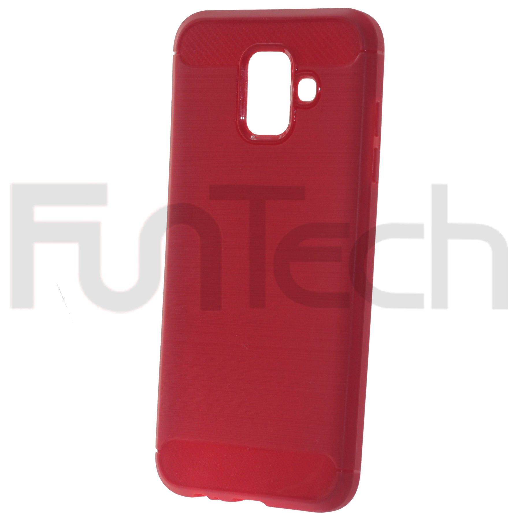 Samsung A6 2018, Matte Gel Case, Color Red.