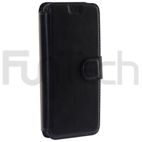 Samsung S10 E, Leather Wallet Case, Color Black.