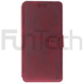 Samsung S20 FE, Leather Wallet Case, Color Red.