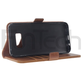 Samsung S8 +, Premium Leather Wallet Case, Color Brown.