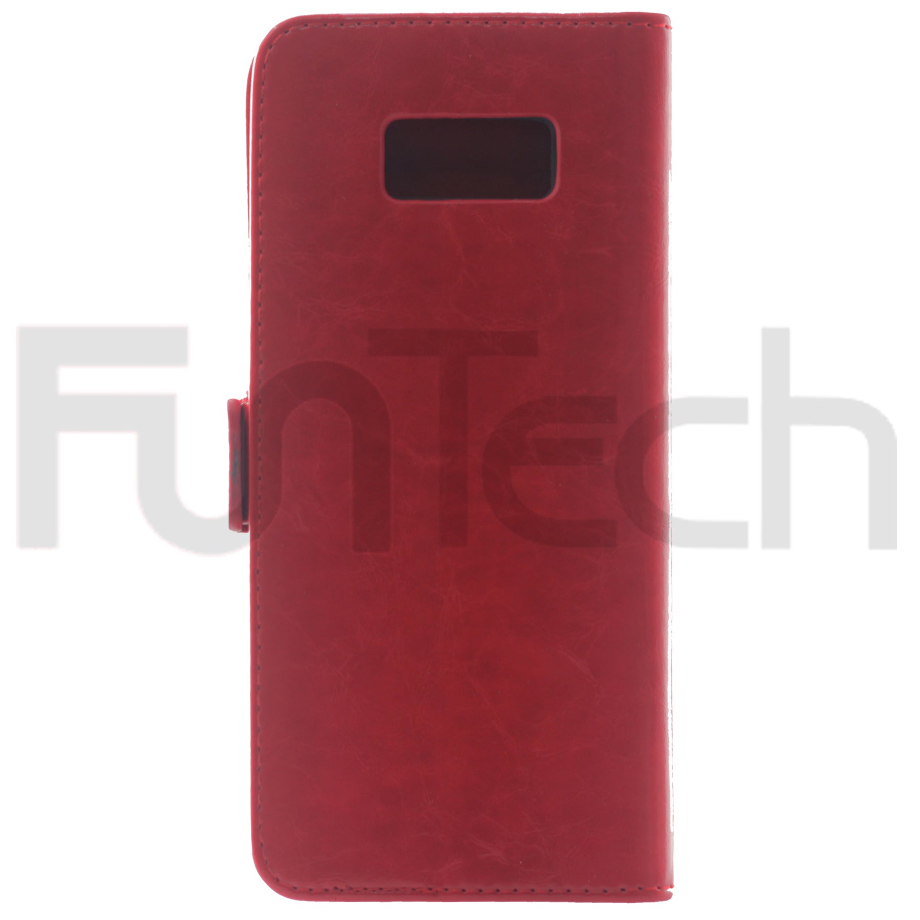 Samsung S8+, Leather Wallet Case, Color Red.