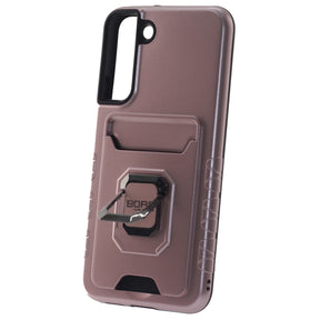 Samsung S22 Pro, BORO, Magnetic Ring Armor Case with Card Holder, Color Rose Gold