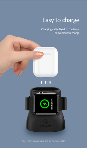 USAMS 2 in 1 Charging Holder for Apple Watch and AirPods