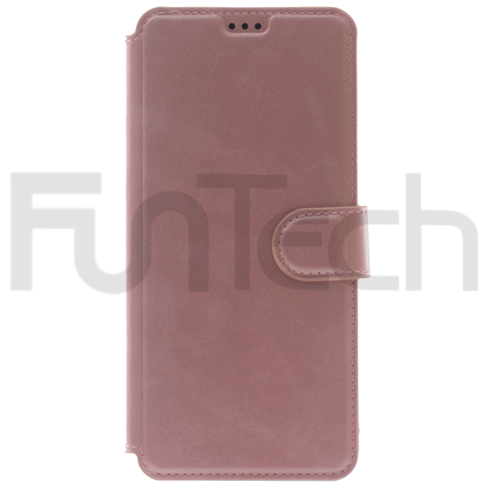 Samsung A02S, Leather Wallet Case, Color Rose Gold (Pink)
