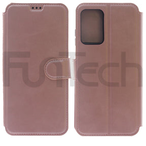 Samsung A52, Leather Wallet Case, Color Rose Gold (Pink)