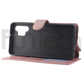 Samsung A32, Leather Wallet Case, Color Rose Gold (Pink)