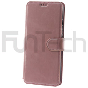 Samsung A02S, Leather Wallet Case, Color Rose Gold (Pink)