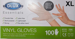 DLUX Essential Vinyl Protective Gloves (Pack of 100 individual gloves)