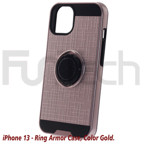 Apple iPhone 13, Ring Armor Case, Color Gold.