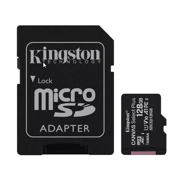 Kingston 128GB Canvas Select Plus micro SD Card (SDXC) + SD Adapter - 100MB/s