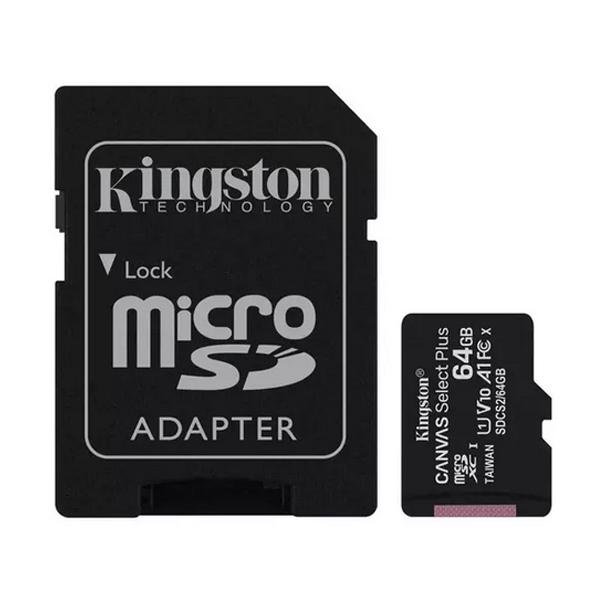 Kingston 64GB micro SD Card + SD Adapter - 100MB/s