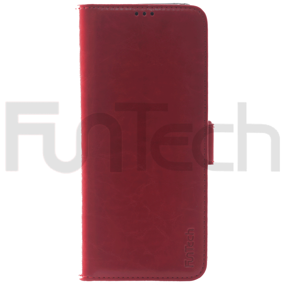 Samsung S8+, Leather Wallet Case, Color Red.