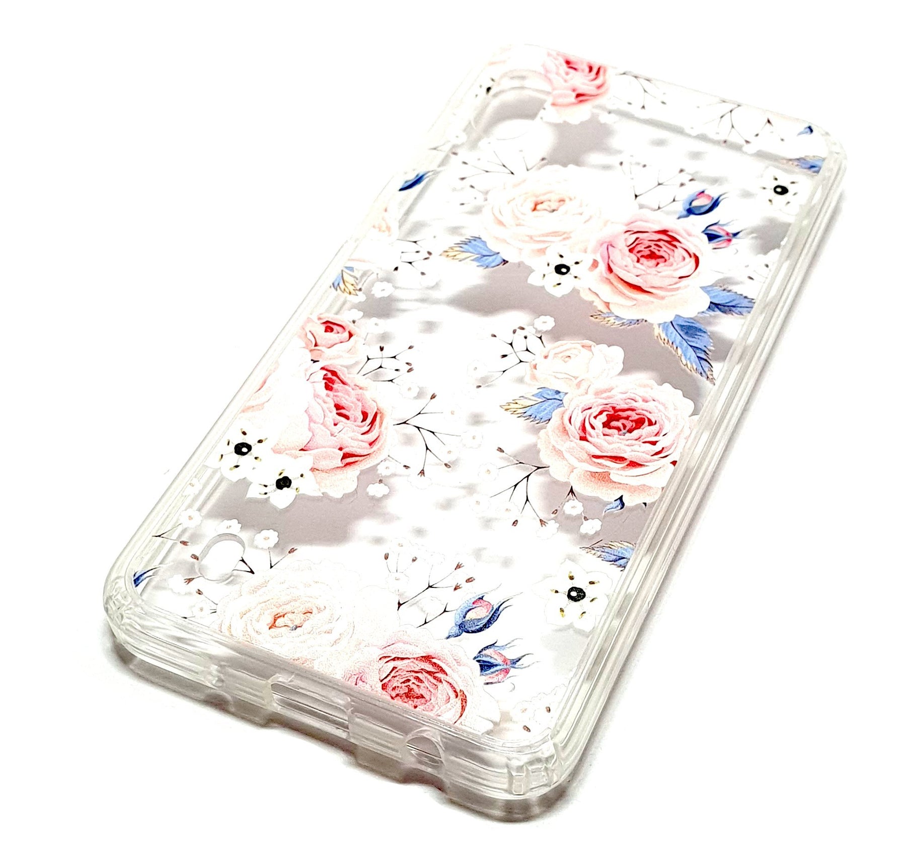 Samsung A10 decorative clear transparent phone case roses