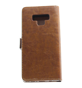 Samsung Note 9 Leather Wallet Case Brown