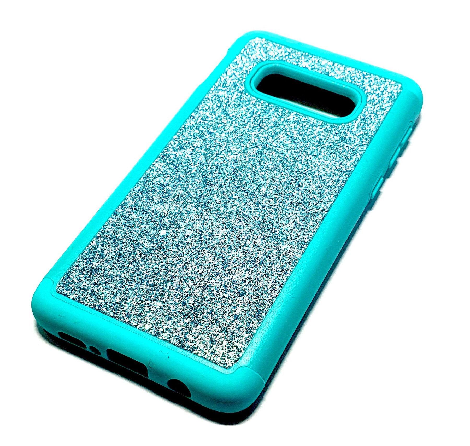 Samsung S10e Shockproof light blue glitter phone case