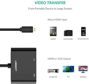 Ugreen micro HDMI to HDMI+VGA Adapter black ABS - Fun Tech IOT
