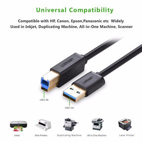 UGREEN USB 3.0 A Male to B Male Printer Cable Black 2M