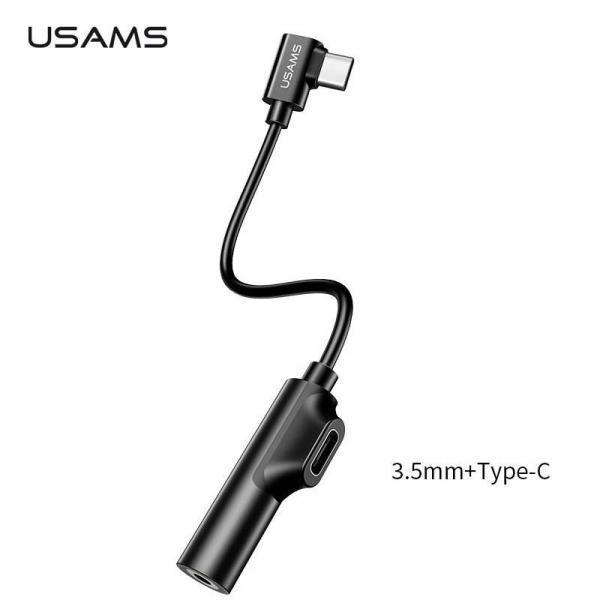 USAMS Android Type-C to 3.5mm and USB Type-C Adapter Black