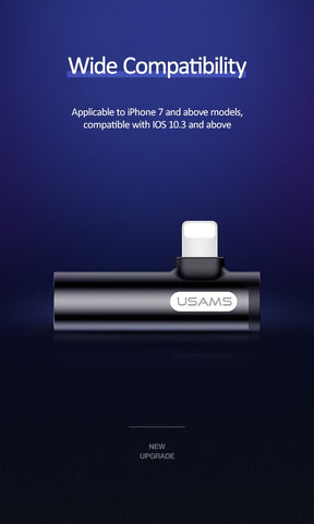USAMS iPhone Earphone Adapter to Lightning+3.5mm Audio Jack Converter