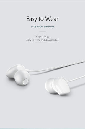 USAMS EP-28 3.5mm Jack In-ear Earphone 1.2m White