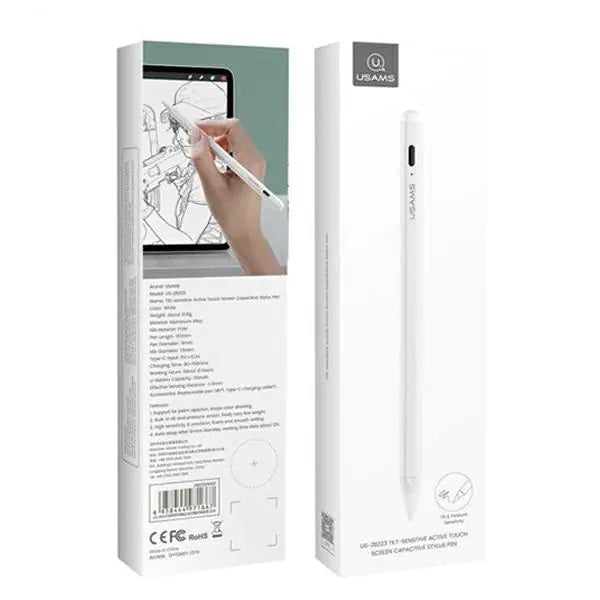 USAMS Anti-mistouch Tilt Sensitivity Capacitive Active Stylus Pen Palm Rejection Drawing Writing Tablet Pen for iPad 2018-2021, US-ZB223