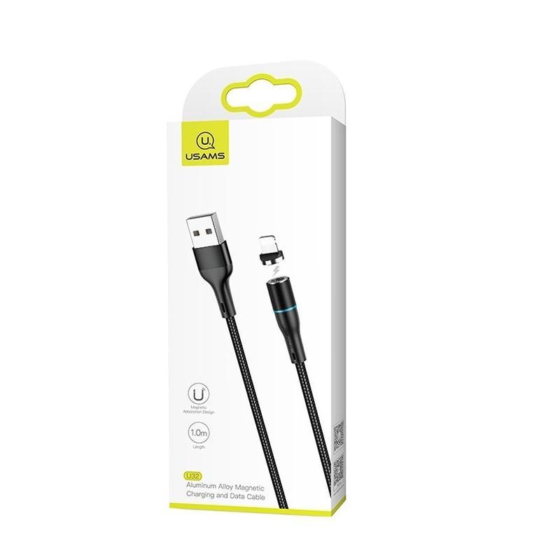 USAMS U32 Micro USB Aluminum Alloy Magnetic Charging and Data Cable Black 1m - Fun Tech IOT
